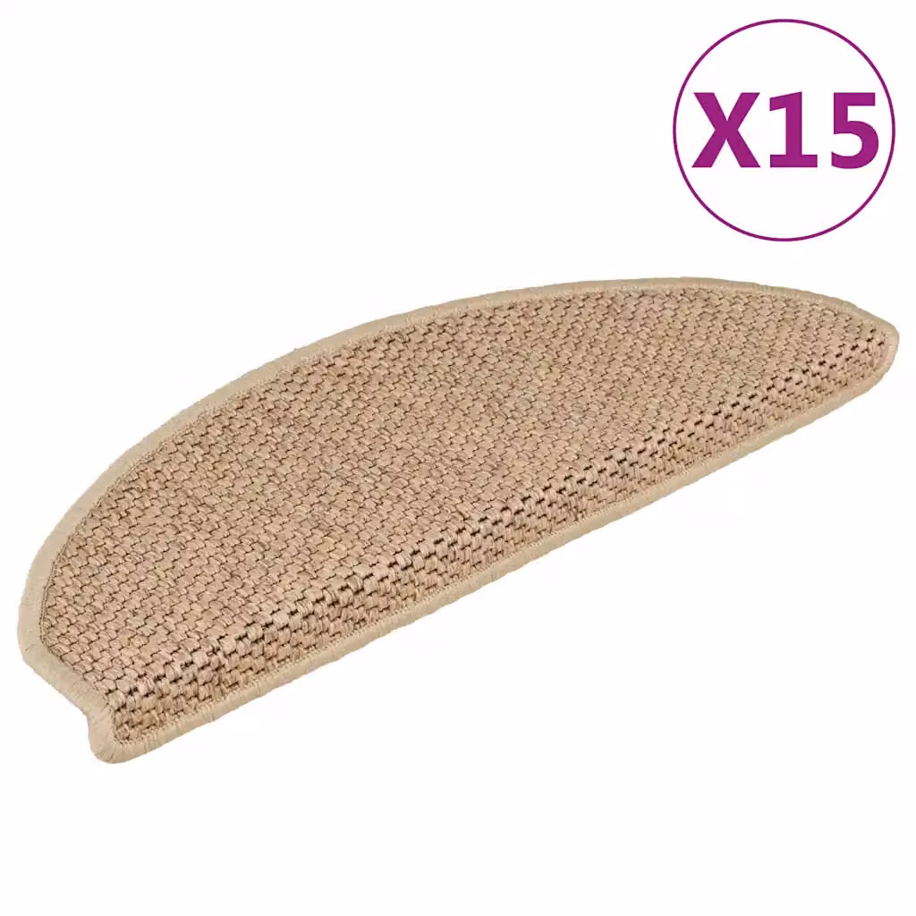 vidaXL Tappeti Autoadesivi Scale Aspetto Sisal 15 pz 65x21x4 cm Sabbia