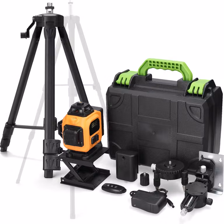 Livella laser multifunzionale a 16 linee - autolivellante a 3°, ricaricabile, impermeabile, set per il fai da te con treppiede regolabile in altezza da 1,2 m