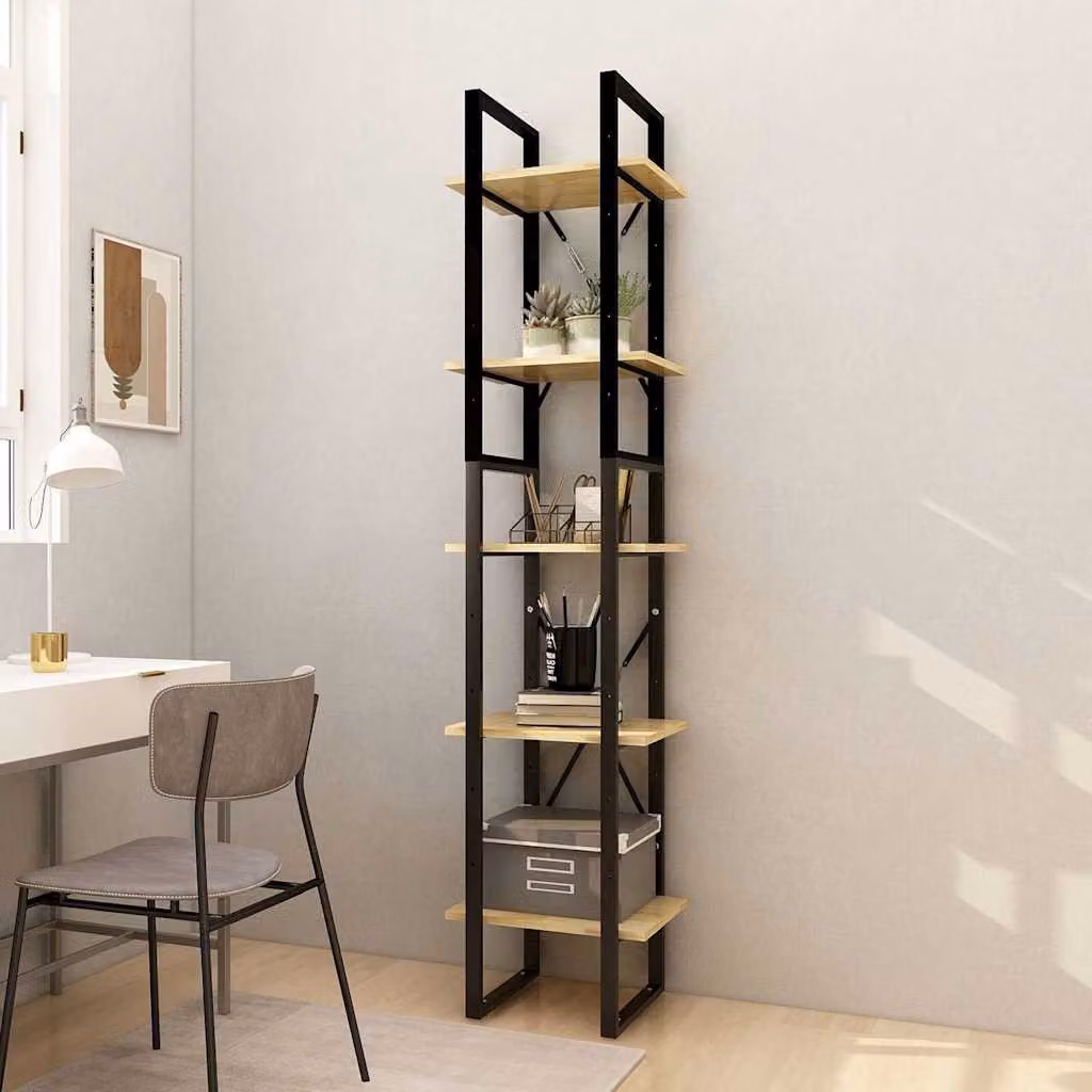 Libreria industriale vidaXL in legno di pino e metallo, colore marrone, L 40 cm x P 30 cm x H 175 cm