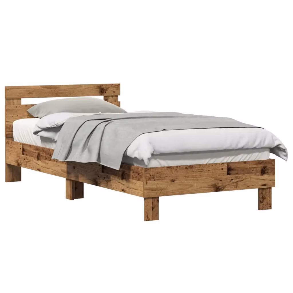 Struttura letto con testiera vidaXL in legno effetto vecchio marrone L 203 cm x P 95 cm x H 70 cm – 2