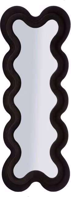 Specchio da Muro Monica Nero 58x4x160 cm in MDF e Poliestere e Specchio Nero
