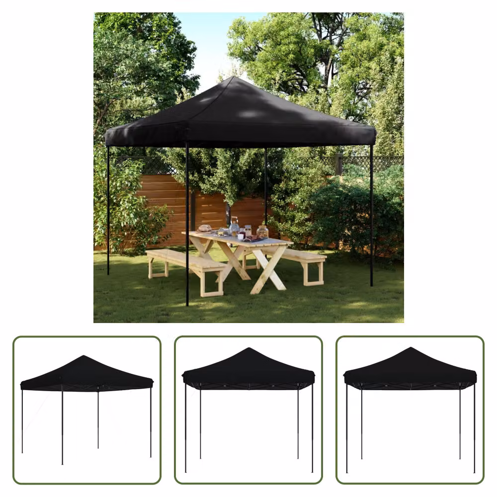 The Living Store Tenda per feste pieghevole pop-up nera 292x292x315 cm