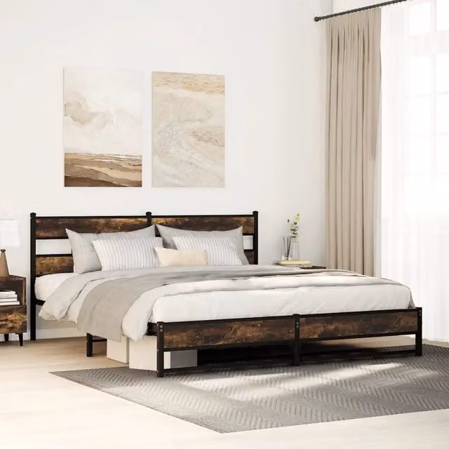 Giroletto vidaXL in metallo e MDF color rovere fumo, L: 187 cm, P: 151 cm, H: 219 cm – 1