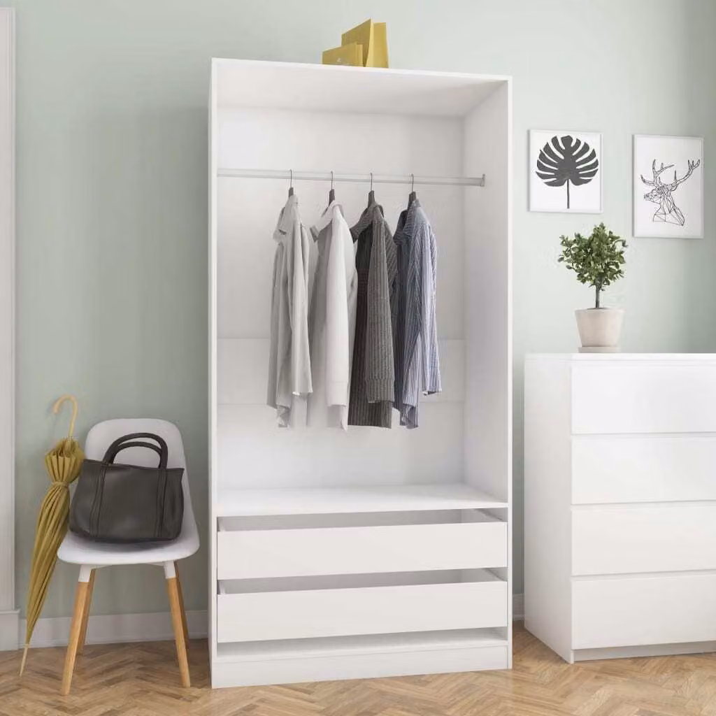 The Living Store Armadio bianco 100x50x200 cm Materiale a base di legno