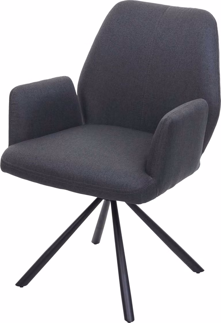 Sedia da pranzo HWC-H71, sedia da cucina poltrona sedia, tessuto/tessuto acciaio ~ grigio scuro