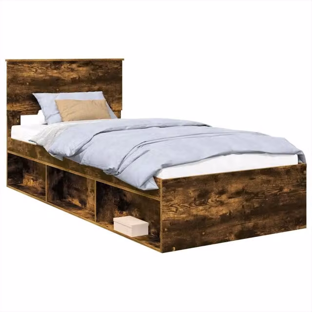 Letto singolo | Letto per adulti | Struttura del letto Rovere fum¨¦ 75 x 190 cm Legno multistrato