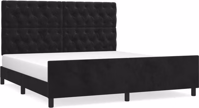 Letto matrimoniale | Letto per adulti | Giroletto senza Materasso Nero 160x200 cm in Velluto