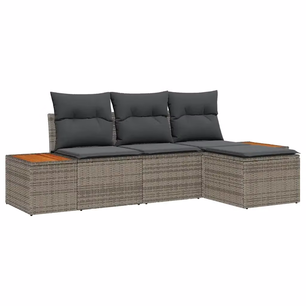 Set Divano da Giardino vidaXL a Forma a U Grigio con Cuscini e Struttura in Metallo – 2