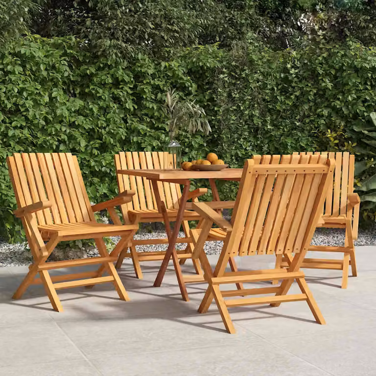 Set di 4 sedie pieghevoli vidaXL in legno di teak marrone con braccioli, L/P/H: 61 x 45 x 90 cm