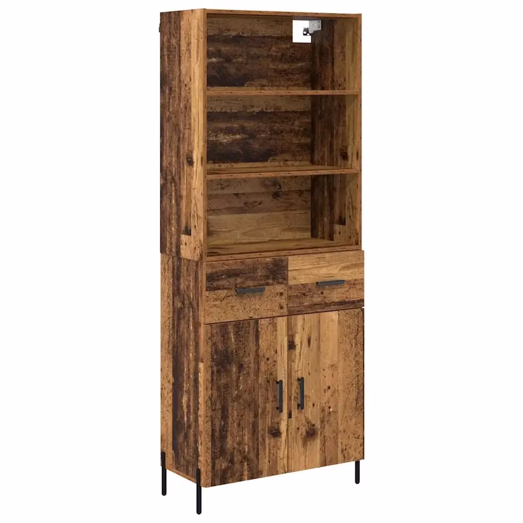 Credenza moderna vidaXL in legno e metallo marrone con ante a battente e ripiani interni L: 69,5 cm, P: 32,5 cm, H: 180 cm – 2
