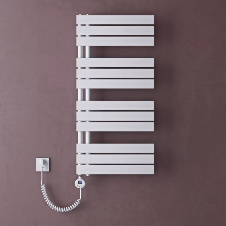 doporro Scaldasalviette Elettrico Bagno con Termostato Digitale e Funzione Timer 104x60cm 800W Bianco, Termoarredo Elettrico Temperatura Regolabile, Radiatore da Parete Verticale - FN
