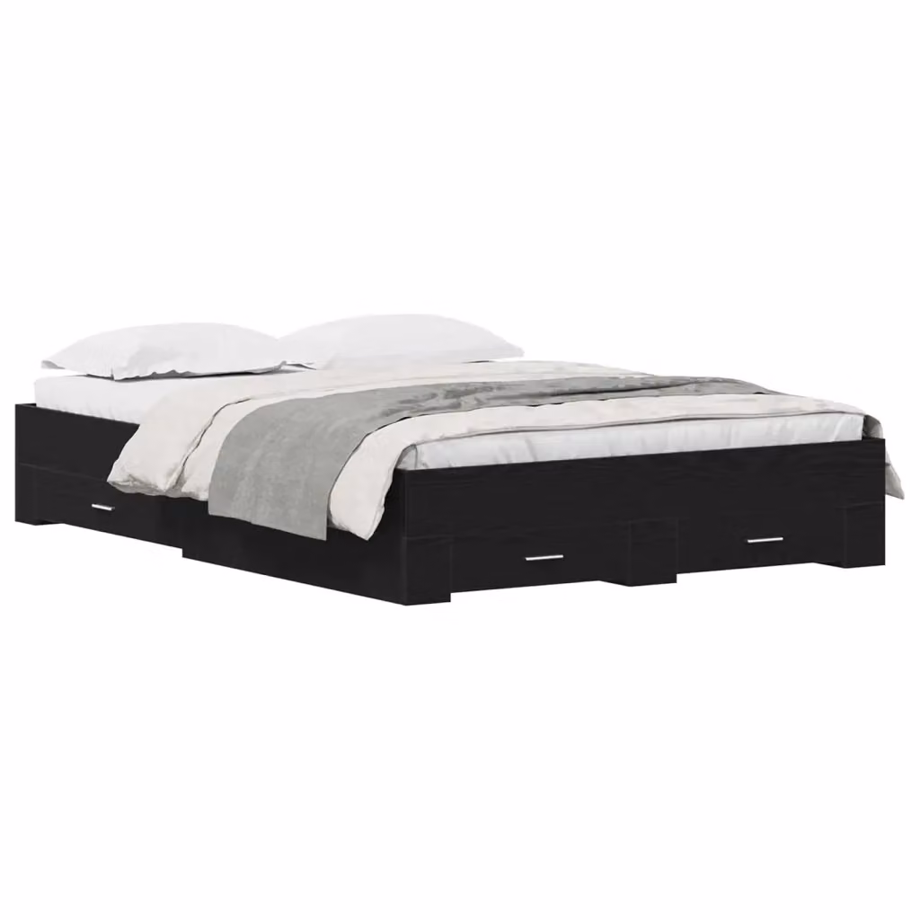 Struttura letto con cassetto vidaXL in legno nero stile rustico L/P/H: 190 x 140 x 32 cm – 2