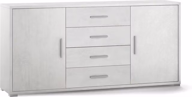 Mobile 2 Ante 4 Cassetti 174x84x41 cm Ossido Bianco
