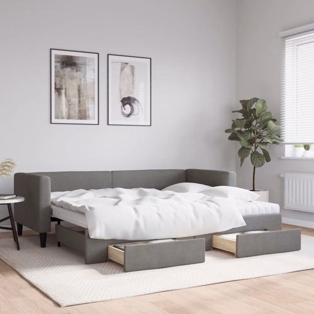 Maison Exclusive - Divano letto estraibile con cassetti, grigio scuro, 80x200 cm, tessuto