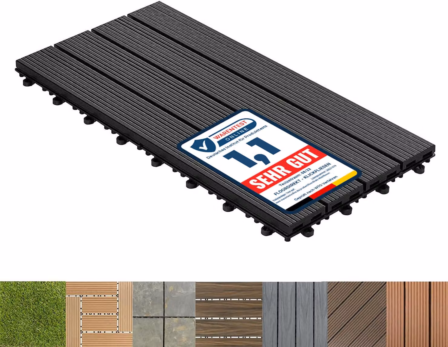 WPC click tiles piastrelle per patio Royal antracite 60x30 cm 1 pezzo