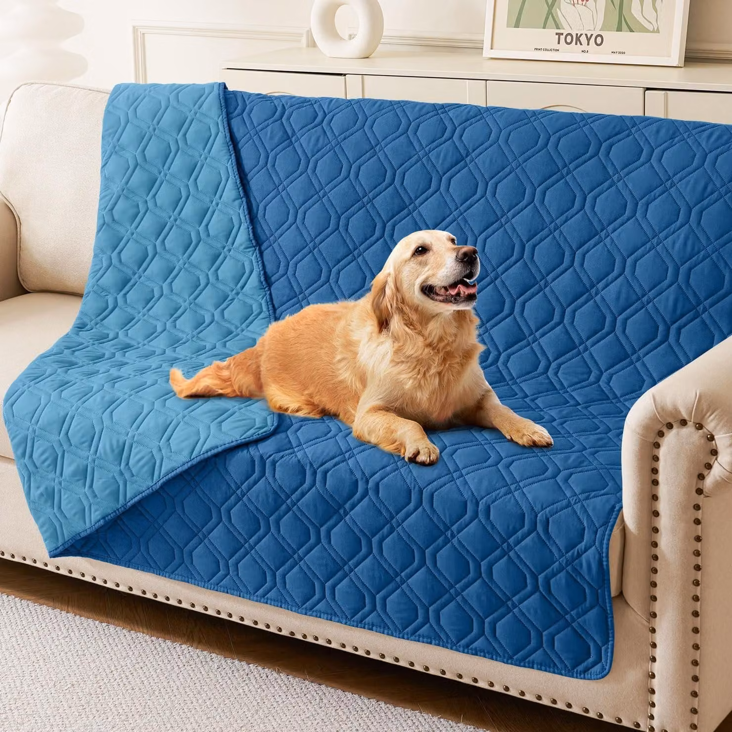 Coperta impermeabile per cani - Cuccia per cuccioli lavabile e reversibile, dimensioni 205x130 cm