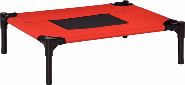 Lettino per cani PawHut in tessuto Oxford con base rialzata, rosso e nero, L 61 cm x P 46 cm x H 18 cm