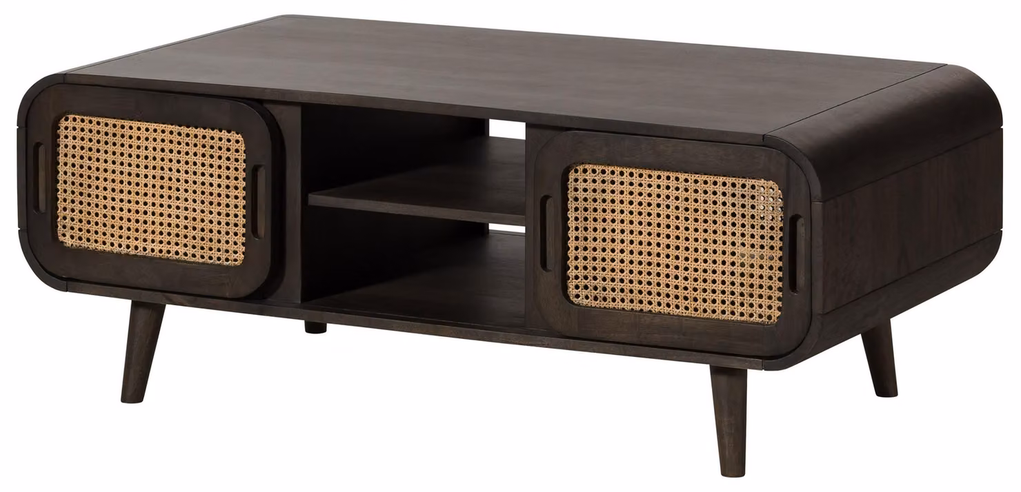 MASSIVMOEBEL24 | Tavolino da salotto in legno di mango 120x60x45 laccato grigio scuro VALENCIA #201