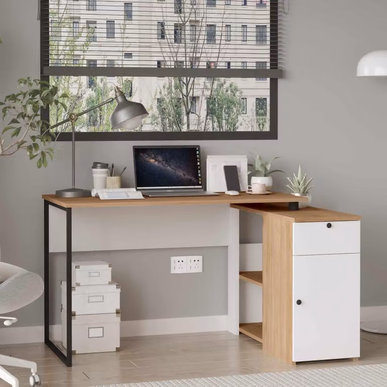 Skye Decor, Scrivania di alta qualità (codice per genitori) - 100% melaminico, 129,8 cm, design moderno