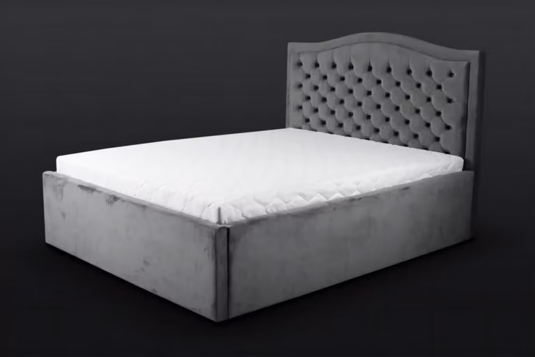 Schlafzimmer Doppelbett Bett 180сm Matratze Grau Chesterfield Stil Holz