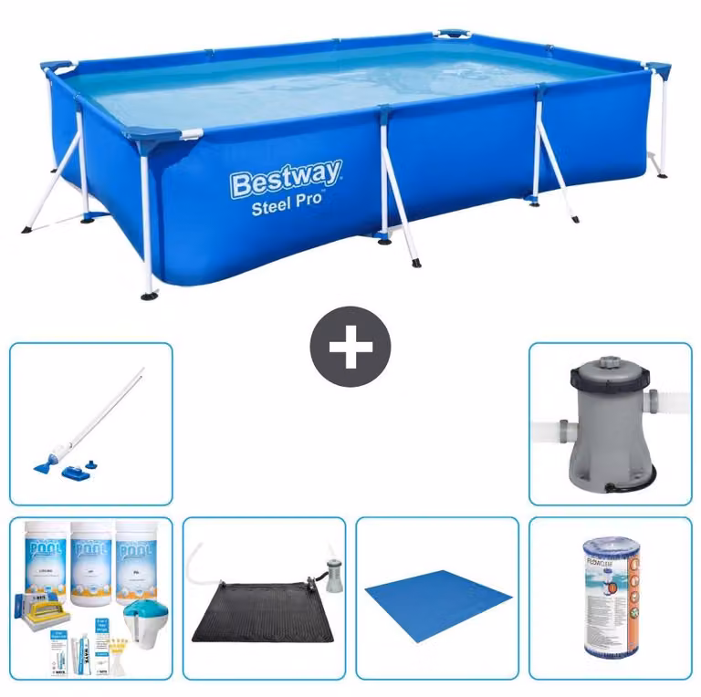 Bestway Steel Pro, piscina rettangolare - 300x201x66 cm - 7 pezzi - Modello S22078