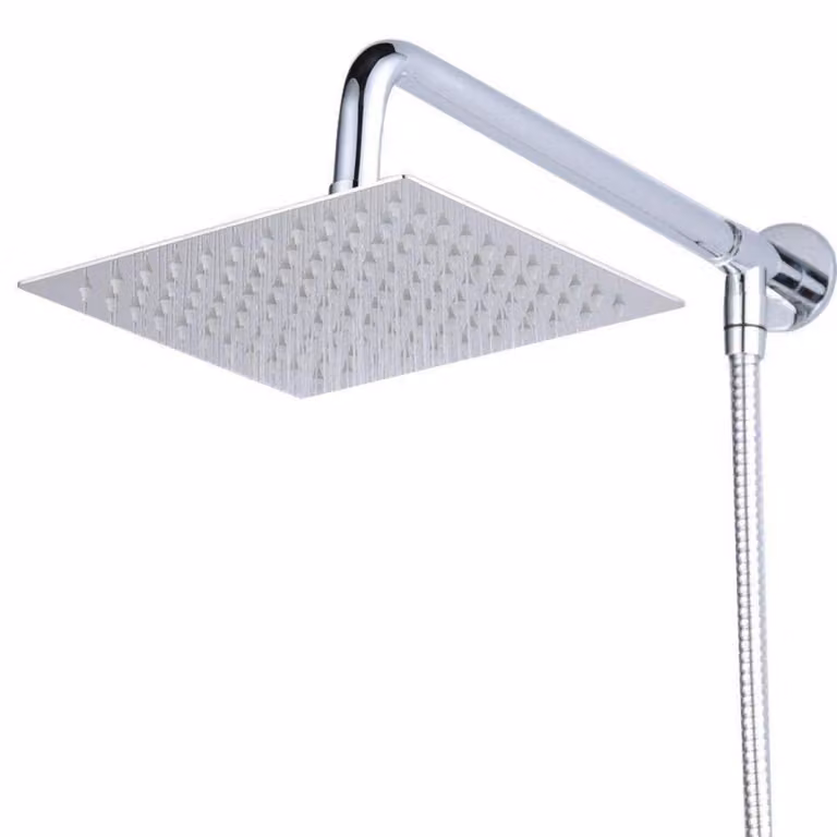 Rubinetto doccia da incasso, soffione quadrato da 30 cm, acciaio inossidabile, finitura lucida effetto specchio
