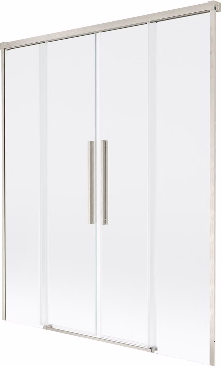 Mexen Rox paravento per vasca da bagno a 2 ante scorrevole 160 x 150 cm, trasparente, nichel spazzolato - 8C9-160-002-97-00