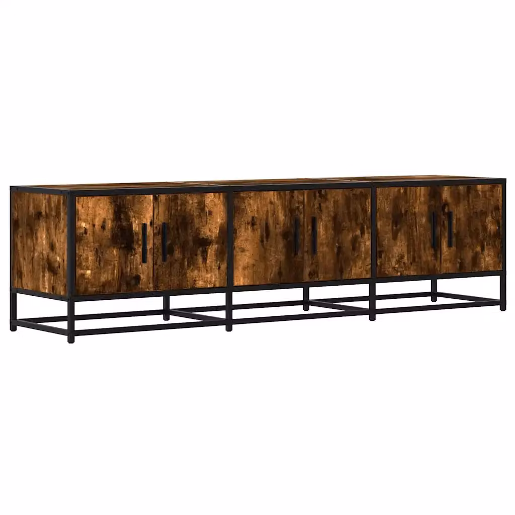 Mobile TV industrial vidaXL in legno e metallo color rovere fumo L/P/H: 150 x 35 x 41 cm – 2
