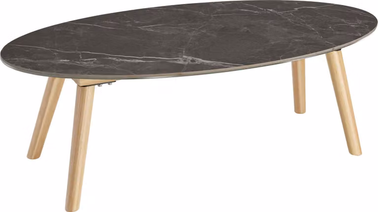 tectake® Tavolino ovale Acerra 100 x 50 x 34,5 cm