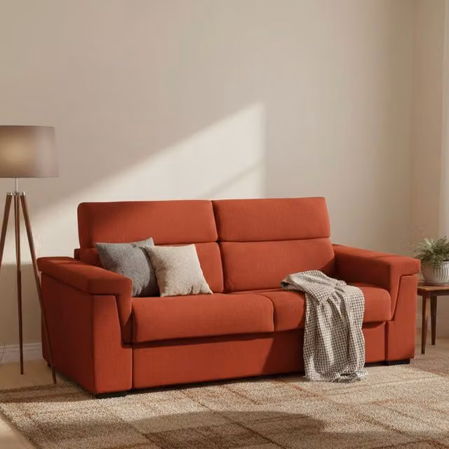 Divano Letto 3 Posti Nus DMORA Arancione con Rivestimento Sfoderabile Made in Italy L: 225 cm, P: 95 cm – 1