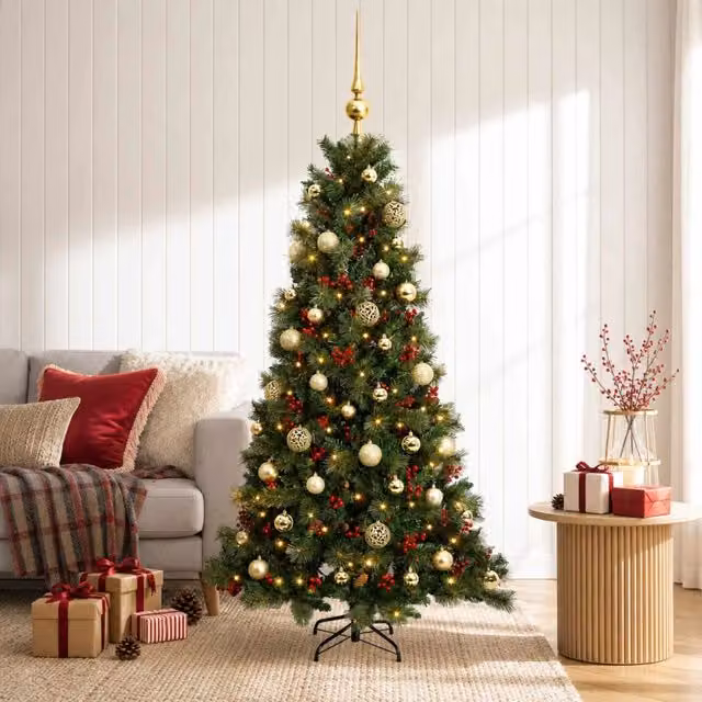 Albero di Natale artificiale con palline 150 cm 150 LED 3465696