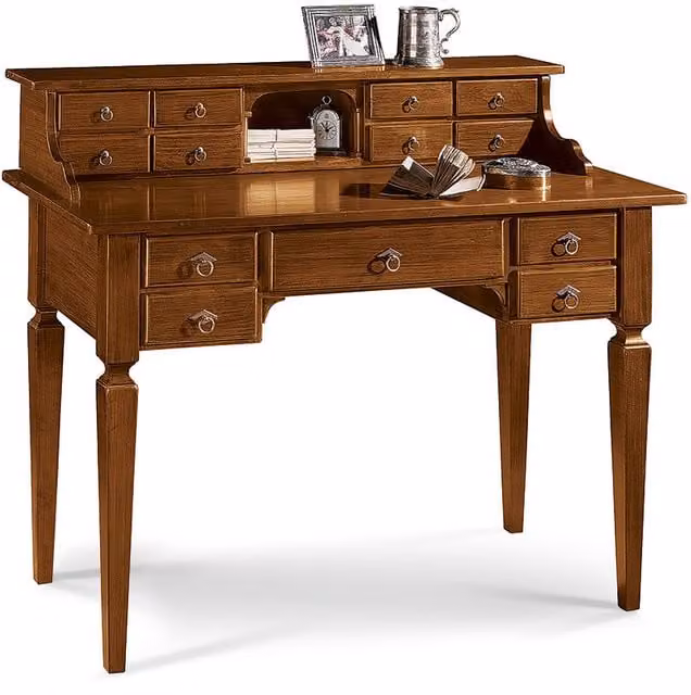 Scrivania in legno con 13 cassetti Mobili 2G colore marrone L: 120 cm, P: 57 cm, H: 104 cm