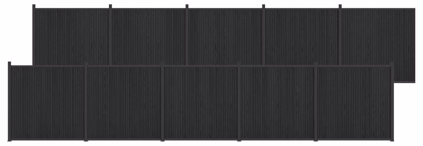 Pannello di Recinzione 10 pcs WPC e Alluminio Nero