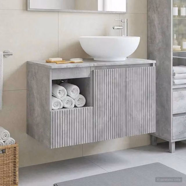 Set di mobili per il bagno 2 pz Grigio Cemento 3404087
