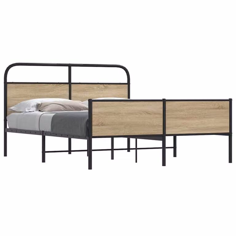 vidaXL Giroletto in Metallo Rovere Fumo senza Materasso L/P: 180 x 200 cm