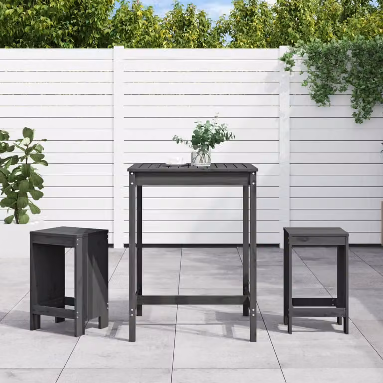 Maison Exclusive - Set Bar da Giardino 3 pz Grigio in Legno Massello di Pino