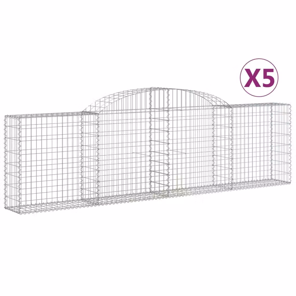 Cesti Gabbioni ad Arco 5 pz 300x30x80/100 cm Ferro Zincato