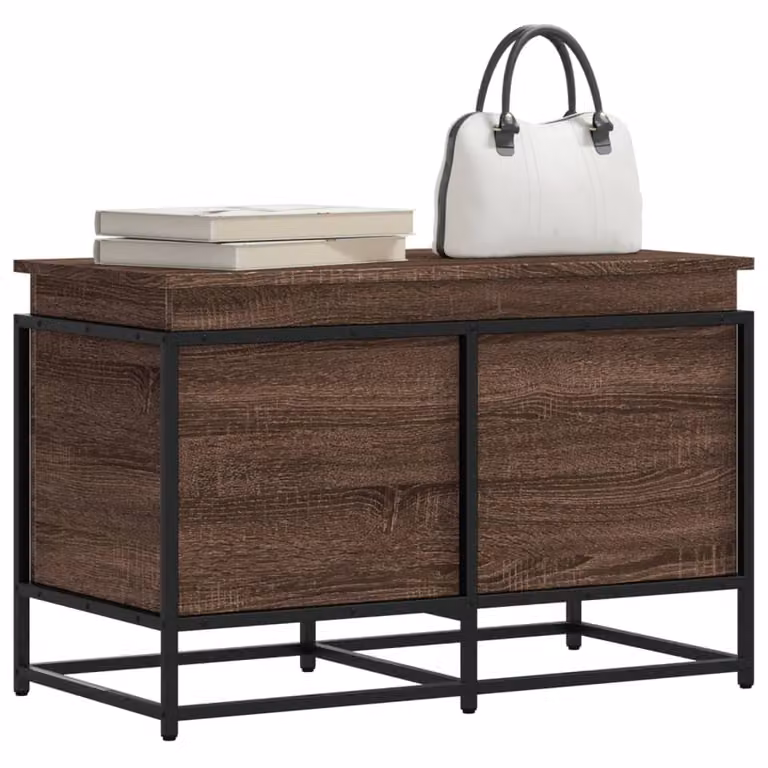 Contenitore con coperchio vidaXL in stile industriale, colore marrone rovere, L 80 cm x P 40 cm x H 51,5 cm