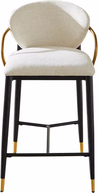 Set di 2 sgabelli da bar Chicfurn regolabili con schienale e poggiapiedi in tessuto chenille beige, nero e oro – 1
