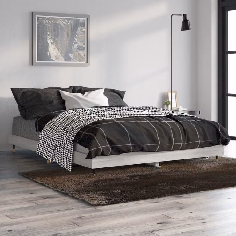 Giroletto vidaXL in legno e metallo grigio Sonoma L: 138 cm, P: 193 cm