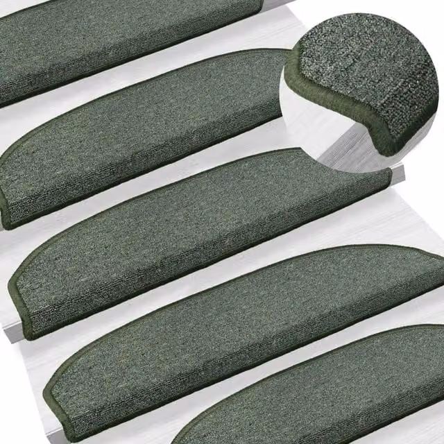 Tappetini autoadesivi per scale antiscivolo e fonoassorbenti in polipropilene, 15 pezzi, Verde, Design In