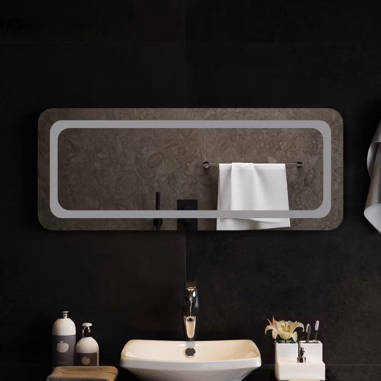 Specchio da bagno moderno vidaXL con illuminazione LED in vetro temperato, L: 100 cm, P: 40 cm