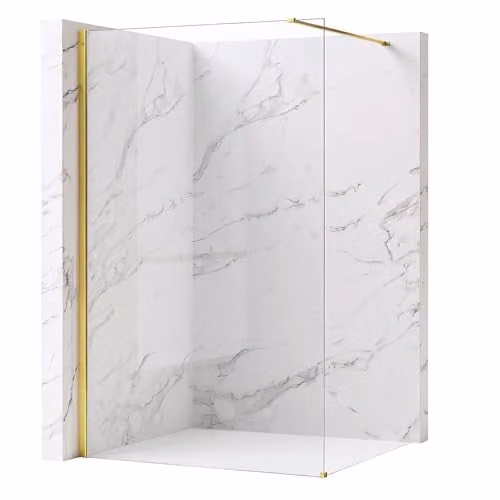 Rea - Parete Doccia Flexi, Gold 70, Walk-In Senza Piatto Doccia, Vetro Di Sicurezza Temperato Trasparente 8mm, 120 X 70 X 195 cm