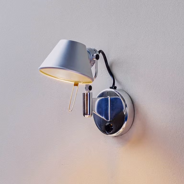 Artemide Applique da parete di design Tolomeo Micro Faretto, dimmerabile, Alluminio / Grigio / Zincato, Soggiorno / Sala da pranzo, Alluminio, Design, Applique