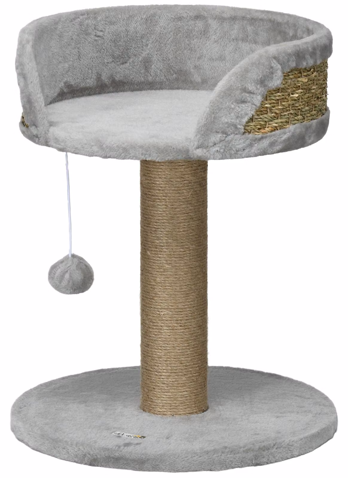 Albero per gatti con cuccia e pallina giocattolo | Colore: Grigio, Marrone | Dimensioni: 40x40x49 cm
