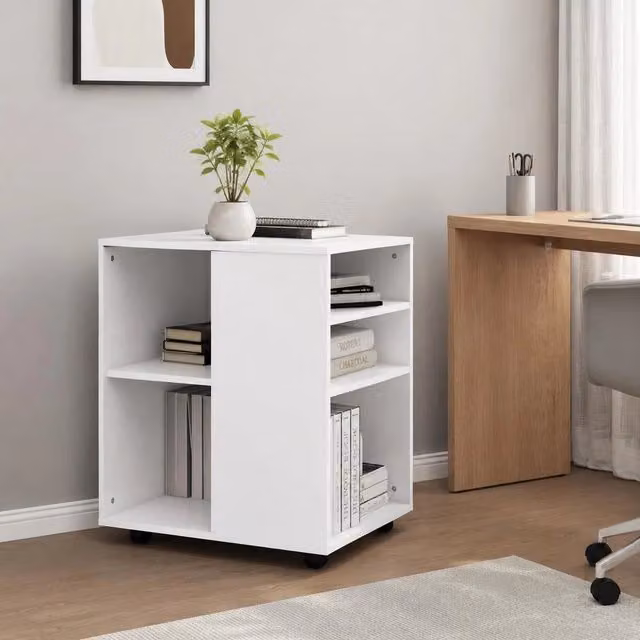 Rolling Cabinet, White, 60x53x72 Cm, Wood-based Material