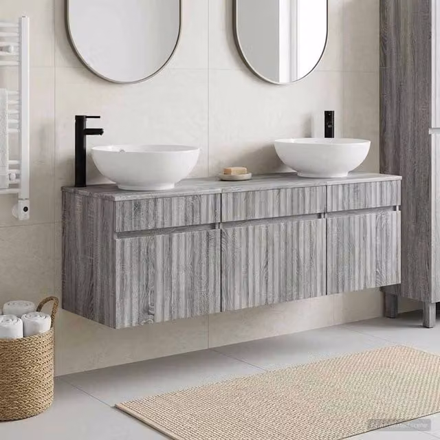 Set di Armadi da Bagno 3 pz Sonoma grigio 49 x 44,5 x 66,5 cm 3405763