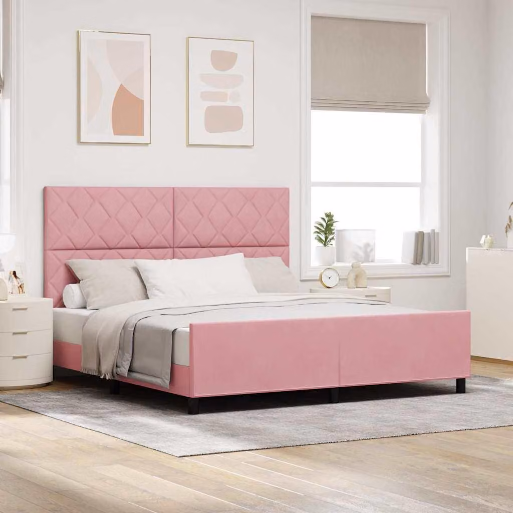 Maison Exclusive - Letto boxspring con testiera Rosa 180 x 200 cm in velluto