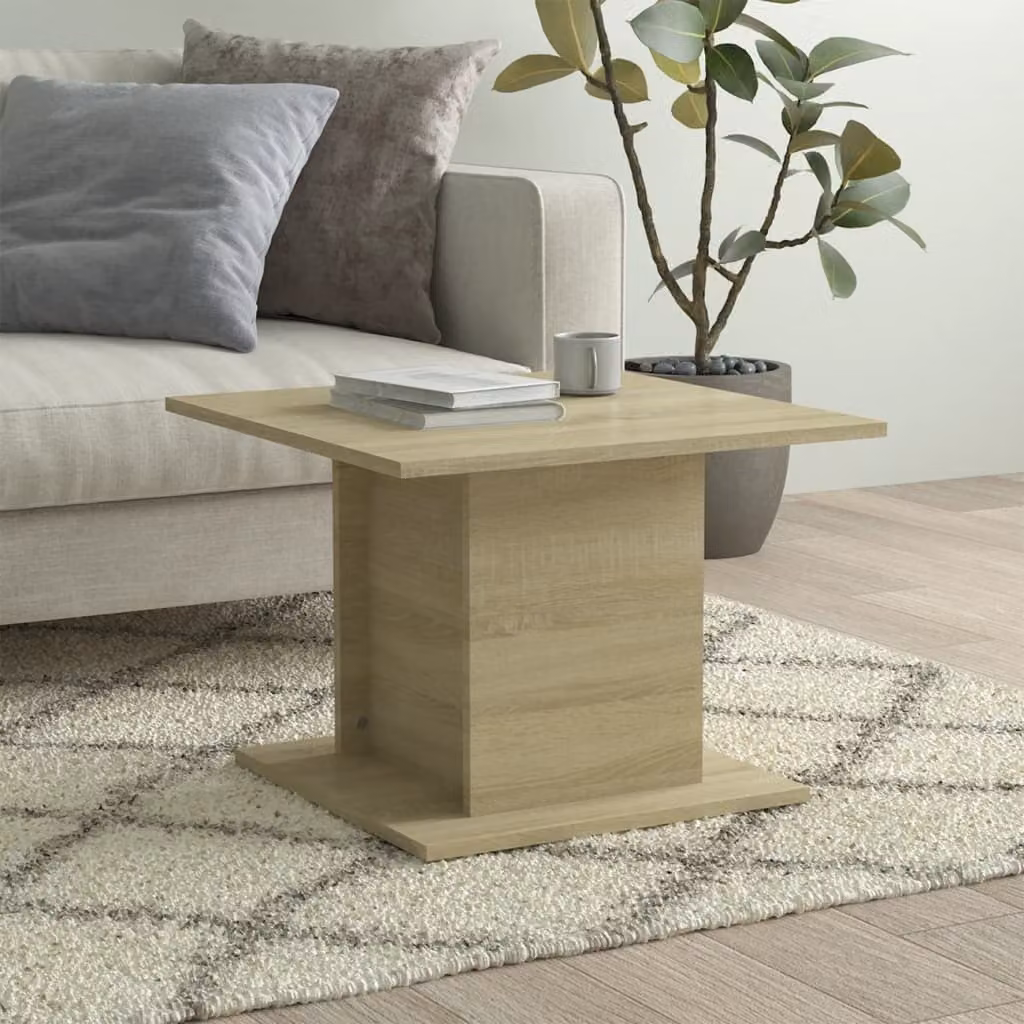 The Living Store Tavolino in rovere Sonoma 55,5x55,5x40 cm Materiale a base di legno