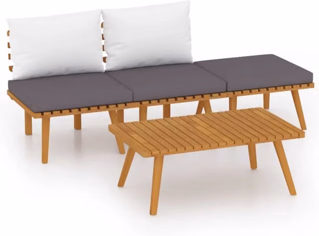 Set Divani da Giardino 4 pz | Set Salotto da Giardino con Cuscini in Massello di Acacia